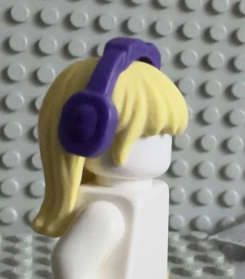Lego Girl Minifig Long Blonde Hair With Dark Purple Headset - Female Friends