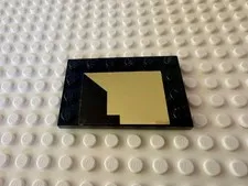LEGO Tile, Modified 4x6 with Studs on Edges with Gold Geometric Shape 6180pb122