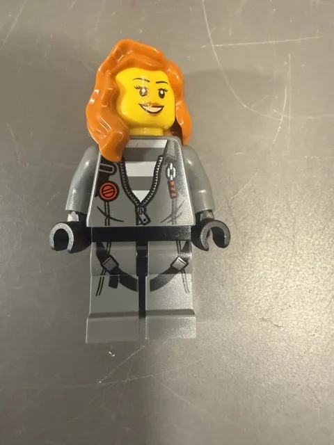 LEGO Female Minifigure Gray Jumpsuit Orange Hair Pilot Astronaut Adventurer