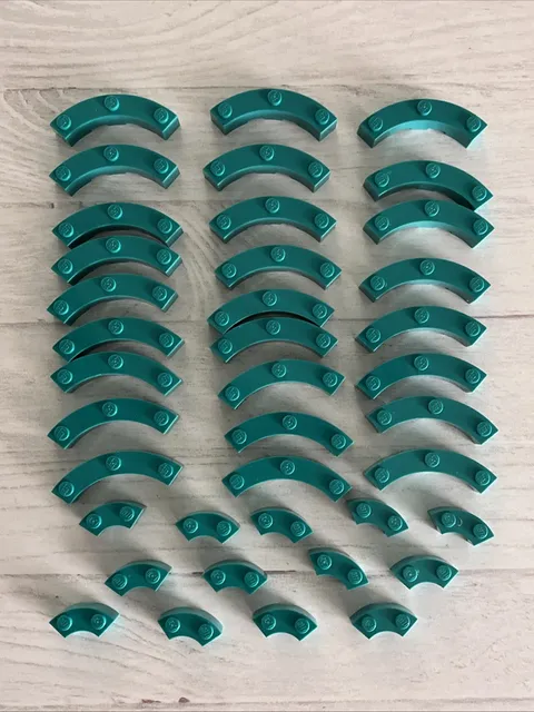 LEGO LOT DARK TURQUOISE 39 PCS MACARONI BRICK VARIETY