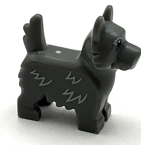 Lego New Dark Bluish Gray Dog Terrier w/ Black Eyes Nose Toto Part