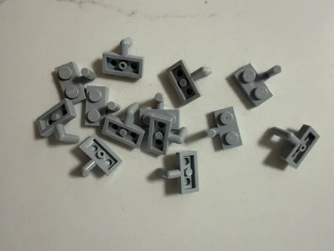LEGO Parts 4623/88072 (6pcs) Plate, Modified 1 x 2 Arm Up Light Bluish Gray