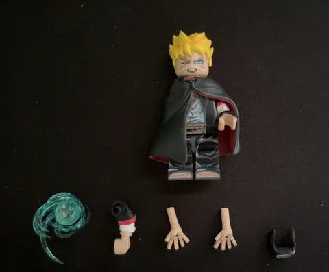 LEGO Custom Red Naruto Minifigure w/ Cloak Cape, Accessories & Case