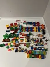 Large Lego Duplo Lot 100+ Pieces, 19 Figures, 6 Animals, Train/Car Pieces & More