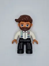 Lego Duplo Dad Father Man 2.5" Figure With Brown Hair & Beard Ice Cream Vendor