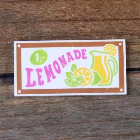 LEGO Friends White Tile 2 x 4 with 'LEMONADE' Pattern 87079pb0156