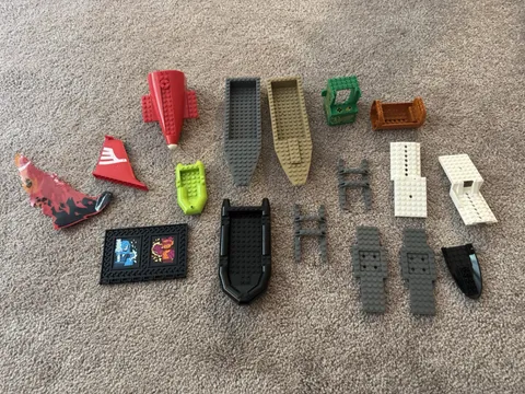 Random Lego lot **boats, Rafts, Ninjago cobra Hood, Helicopter Landing Skids++