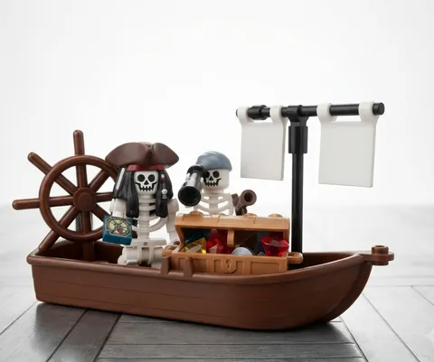 NEW LEGO CAPTAIN JACK SPARROW Skeleton lot 2 Boat & Treasure minifig pirate