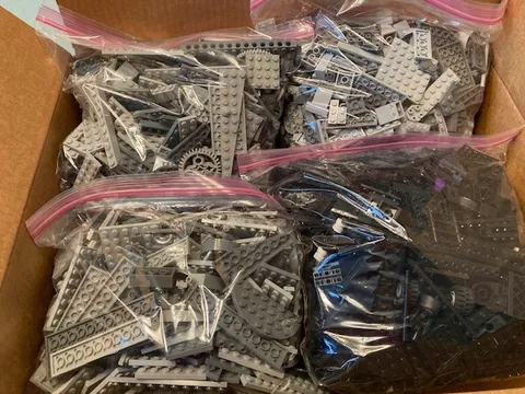6 Lbs Gray and Black Bulk Lego Bricks Mixed Lot