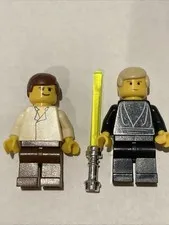 Lego Star Wars Minifigures SW0020 Luke Skywalker SW0015 Han Solo from Set 7104