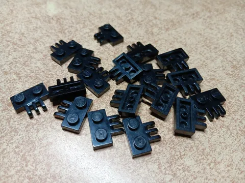 LEGO BULK LOT OF 18 BLACK HINGE PLATE 1X2 WITH 3 FINGER ON SIDE  #2452