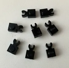 LEGO 8x NEW Pieces Plate 1x1 w/ Holder Vertical Grip BLACK #44860