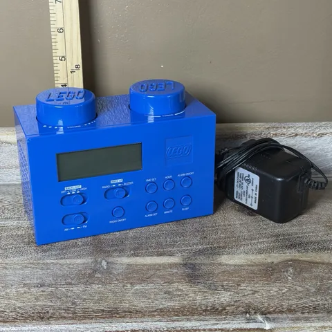 LEGO LG11007 Portable Digital Alarm Clock Radio Power Supply Blue Building Block