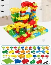 Race Run DIY Building Block Set Funnel Slide City Construction Toy