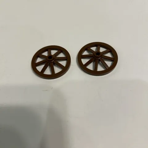 2 Lego Brown Wagon Wheels