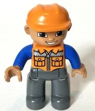 Lego Duplo Minifigure 2.5” Man Dad Figure Worker Vest Building Blocks Toy #40