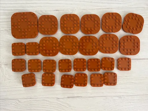 LEGO LOT DARK ORANGE 27 PCS 6X6 4X4 PLATE W/FEET VARIETY BUILDING PIECES