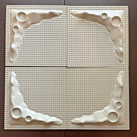 LEGO Lunar Crater Baseplate Raised 9.5”x9.5 1980s Vintage 4 PCs, Item #3947