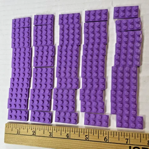 LEGO  Lot Of 50Medium Lavender Baseplates 2x4 Brick Building Plates