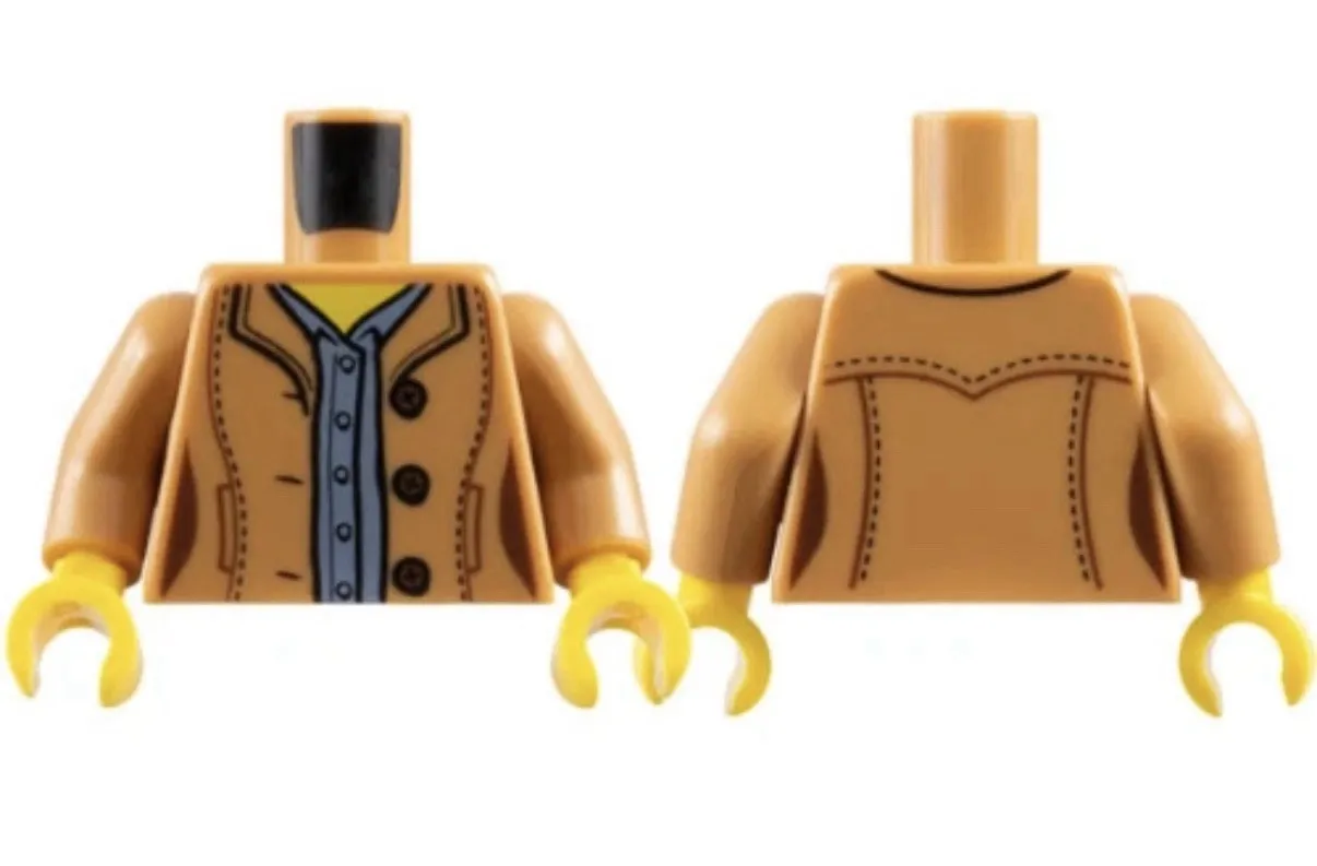Lego 973pb3164c01 Torso Medium Nougat City Female Woman Jacket Open Buttons