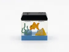 LEGO Brick 1 x 2 Fish Tank Goldfish Seaweed Black Top Blue Bottom Genuine Pieces