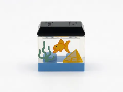 LEGO Brick 1 x 2 Fish Tank Goldfish Seaweed Black Top Blue Bottom Genuine Pieces