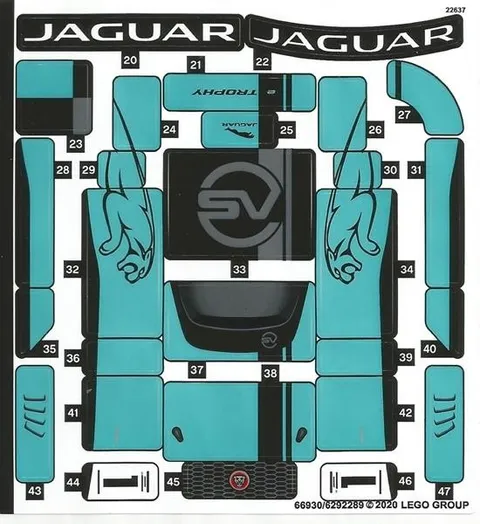 LEGO STICKER SHEET #2 76898 FORMULA E PANASONIC JAGUAR GEN2 & I-PACE Set New