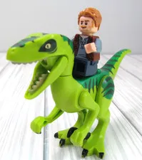 2 Jurassic Park World LEGO Minifigure Owen Velociraptor Raptor Mini Figure Q4