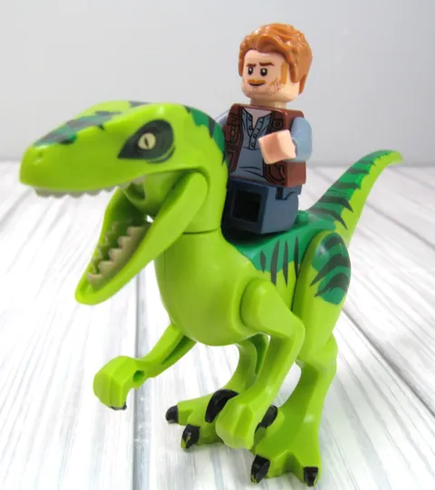2 Jurassic Park World LEGO Minifigure Owen Velociraptor Raptor Mini Figure Q4