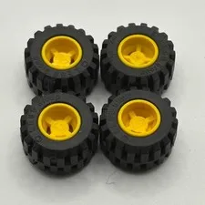 Lego Parts 6014bc05 (4pcs) Yellow - 21mm D. x 12mm Offset Tread.