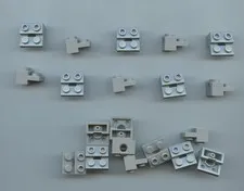 LEGO x 20 Light Bluish Gray Technic, Brick Modified 1 x 2 Hole and 1 x 2 Plate