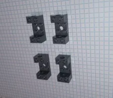 3 Lego part 18975 Technic Brick 2 by 4 deep cutout and 2 pin holes retired piece