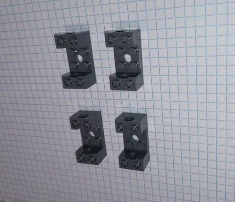 3 Lego part 18975 Technic Brick 2 by 4 deep cutout and 2 pin holes retired piece