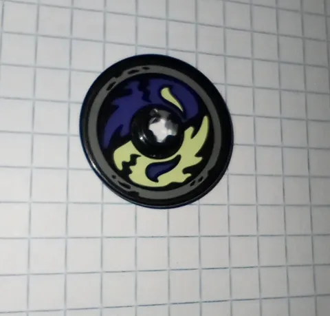 1 Lego 2958pb059 Ninjago Technic Disk Purple and Yellowish Green Ghost pattern