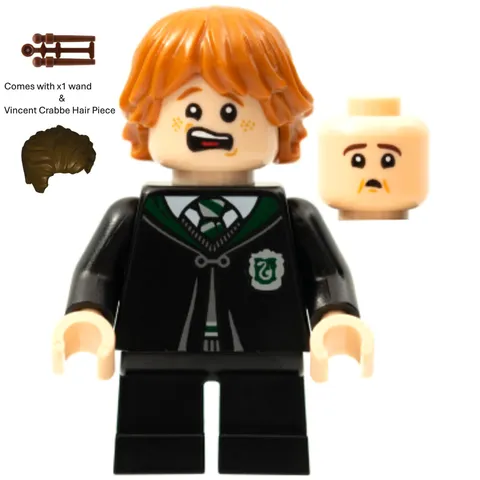 LEGO Harry Potter Ron Weasley Minifigure hp287 Slytherin Robe Wand New Genuine