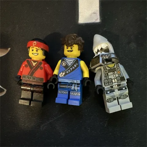 LEGO NINJAGO Minifigures Lot of 3 Red Blue Gray Shark Costume Figure