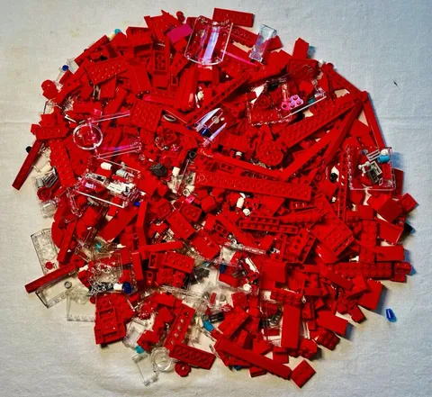 Lego Bulk Lot 2 Lbs 2.7 Ozs Mainly Red Pieces Bricks Plates Specialty Parts