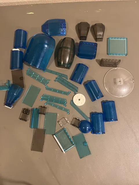 Vintage Opaque/Transparent Blue & Gray Lego Parts - hatches - window panels etc