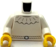 Lego New White Minifigure Torso Dress with Wide Ruffled Collar Part