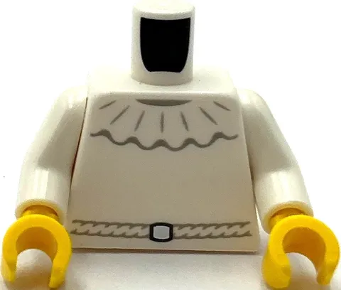 Lego New White Minifigure Torso Dress with Wide Ruffled Collar Part