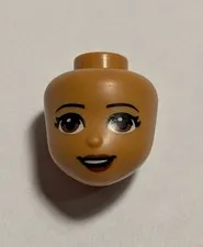 LEGO Friends Mini Doll Head Dark Flesh Brown Eyes