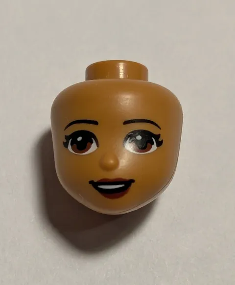 LEGO Friends Mini Doll Head Dark Flesh Brown Eyes
