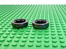 2x LEGO Black Smooth Tile-Small Solid w/Teeth 936 Univwersal Building #132teeth