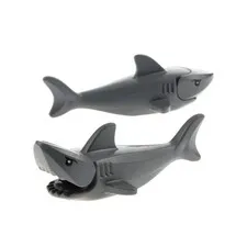 2x Lego Animal Fish Shark 4x8x3 New Dark Gray Eyes White Gills 14518c04pb01