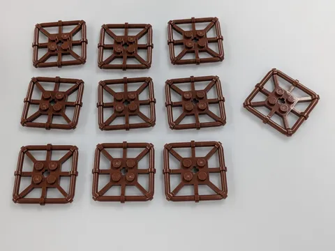 Lego x10 New Reddish Brown Plate, Modified 2 x 2 with Bar Frame Square # 30094