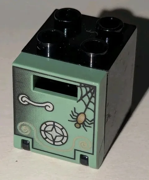LEGO Container Box 2x2x2 Sand Green Door Harry Potter Silver Safe Handle 4346px7