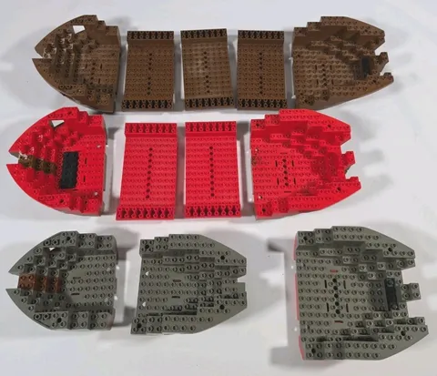 Vintage LEGO Lot 12 PIRATE Boat Bows Ship Black Brown Hulls 6285 6286 6289 