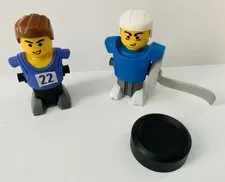 7920 LEGO Blue Hockey Player & Basketball Player; 3 Pieces Including PUCK!