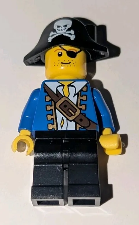 LEGO 6192 Pirate Minifigure pi102 Blue Jacket Skull Crossbones Hat Minifig Fig