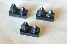 LEGO 15209 Black Tile Modified 1 x 2 with 2 Teeth Vertical Lot of 3